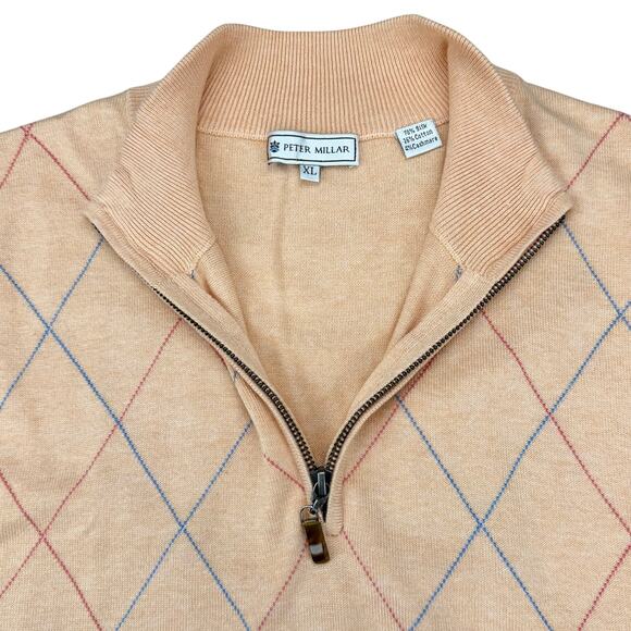 PETER MILLAR Silk Blend 1/4 Sweater Vest Men's Sz XL - Picture 3 of 5